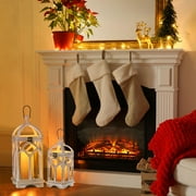 Nuptio Wood Lanterns Decorative Indoor & Outdoor - 12 / 16 Set of 2 Farmhouse White Wooden Candle Holder Lanterns for Wedding Centerpiece Fireplace Mantle Patio Outdoor Decor