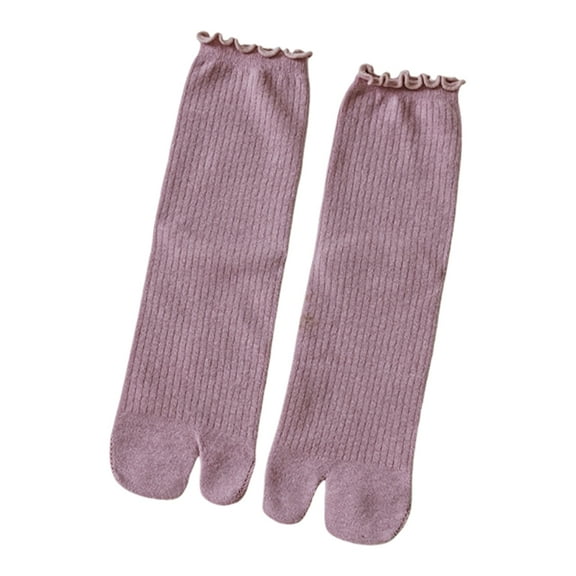 Split Toe Socks Frilly Tabis Socks Cotton Sandal Socks for Girls Women Ruffle Trim Frilly Crew Socks Cotton Ankle Socks