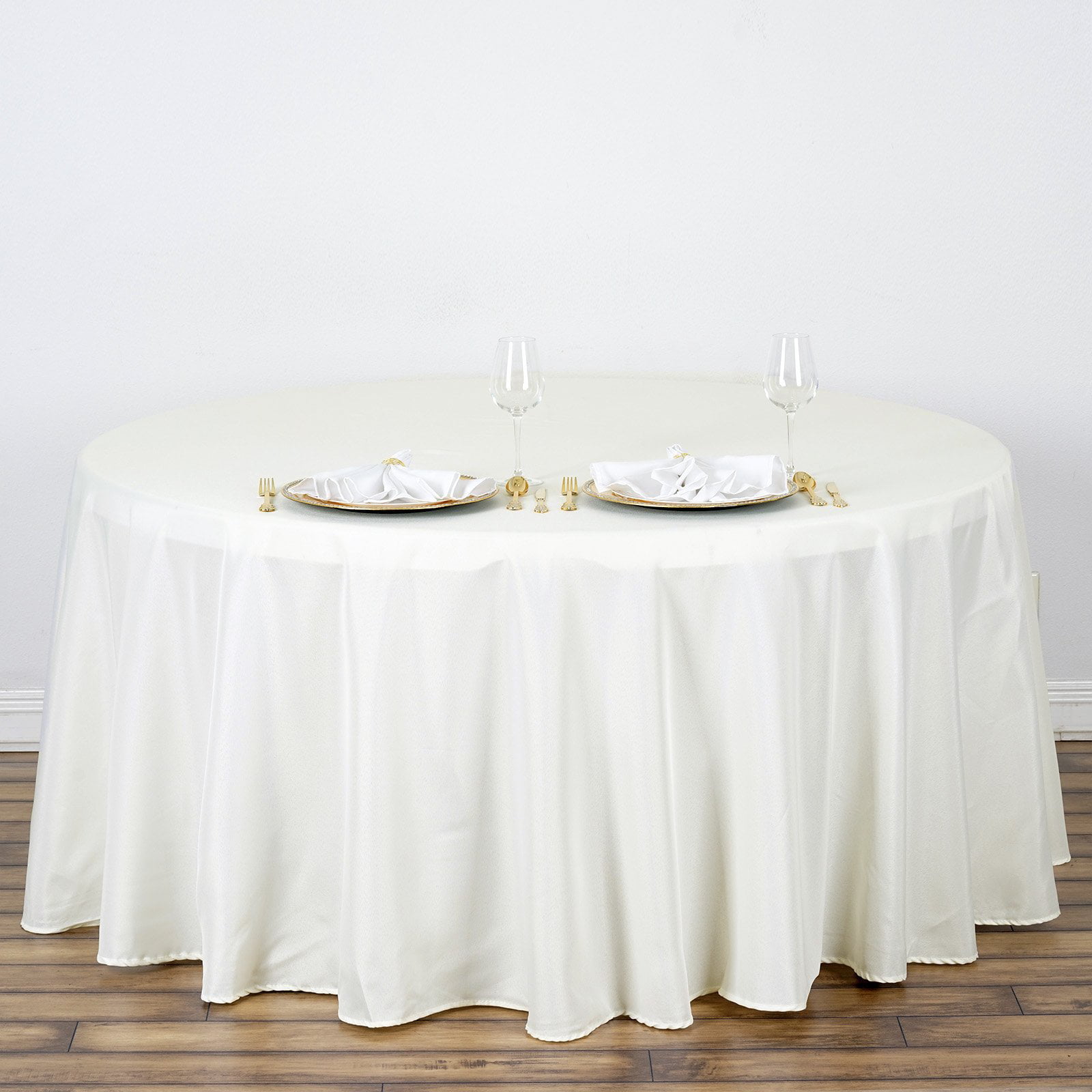 IVORY Polyester 90x156/" TABLECLOTH Rounded Corners Wedding Party Linens Dinner