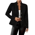thumbnail image 2 of Women's Textured Single Breasted Blazer, Embossed Pattern Work Jacket, Notch Lapel Office Blazer, Stretch Comfort Fit, Business Casual Blazer, Professional Work Wear, Slim Fit Suit Jacket Black, 2 of 9