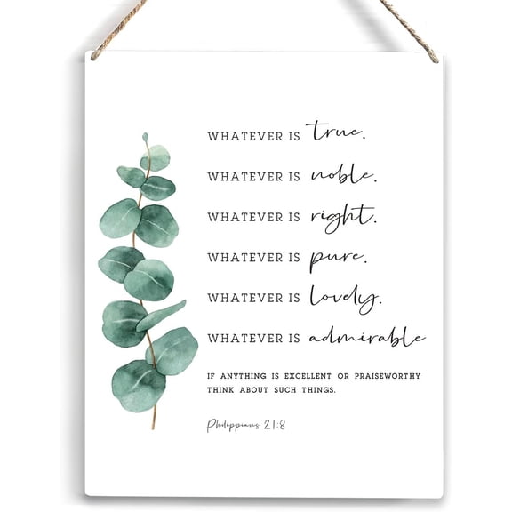 Whatever is True Bible Verse Wood Sign Rustic Philippians 218 Christian Wooden Hanging Plaque for Home Office Wall Art Decoration 8x10 Inch Present