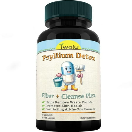 iwalu Psyllium Detox | Fiber Cleanse Complex – Botanical Formula for Digestive Regularity, Colon Health, and Gentle Detox – Supports Metabolism & Reduces Bloating | NSF Certified - USA Made