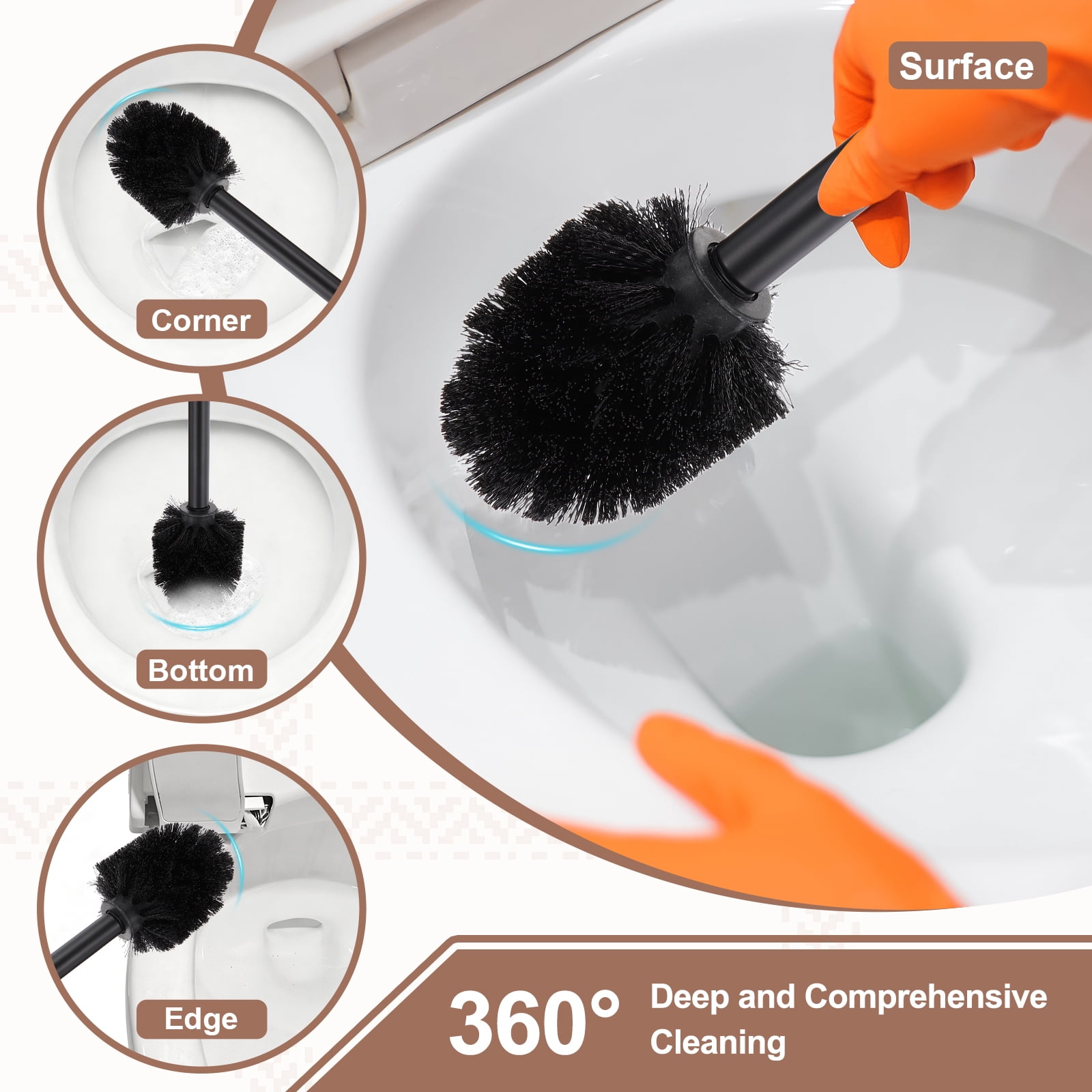 Uxcell 6 Pcs Toilet Brush Replacement Head, Toilet Brush Refills, Bathroom Cleaning Tool for Home Office Hotel, Black