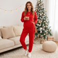 thumbnail image 6 of Dwellite Women's 2 Piece Outfits Fall Sweatsuits Oversized Hoodies Wide Leg Sweatpants Tracksuits Lounge Matching Sets Red M, 6 of 7
