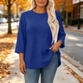 thumbnail image 5 of SuTry Plus Size Women's Sweatshirt Crew Neck 3/4 Sleeve Quilted Pullover with Curved Hem for Casual Fall Days and Cozy Lounging, 5 of 8