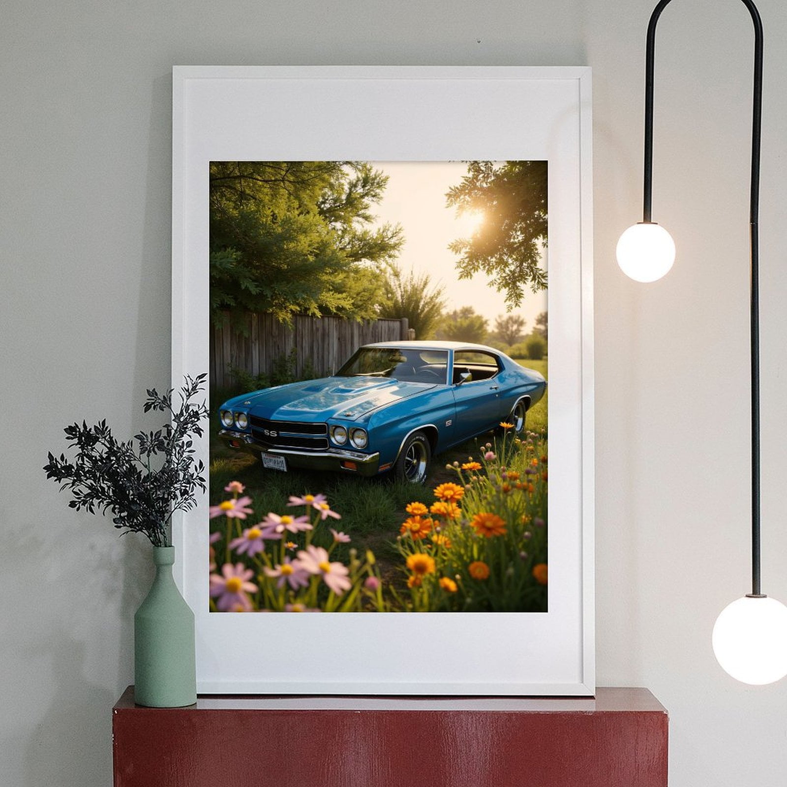 Diamond Art Kit for Adults, Vintage Car Among Summer Blooms Diamond Painting for Adults Beginners, 5D DIY Diamond Art Painting Kits, Colorful Diamond Painting Craft for Home Decor 12x16