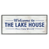 Stupell Industries Rustic Lakehouse Welcome Typography Painting Black Framed Art Print Wall Art, 24 x 10