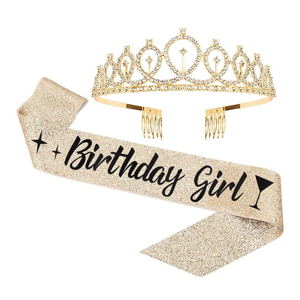 KAKOWELY 1 juego de corona de cumpleaños creativa para niñas, correa de hombro, delicados regalos de fiesta