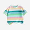 thumbnail image 3 of Gfyviroh Short Sleeve T-shirts for Boys Stripes Patchwork Crewneck Tees Toddler to Teen Tops,Size 1-14 Years, 3 of 4