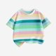 thumbnail image 1 of Blusas y camisas de manga corta con cuello redondo Camiseta de manga corta con cuello redondo a rayas para niño Camiseta informal de media manga para uso diario para bebé Camiseta de algodón para niño, 1 of 4