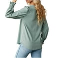 thumbnail image 4 of Xihbxyly Clearance Tops Tops for Women 2025 Women's Fashion Solid Color Square Neck Pleated Long Sleeve Loose T-Shirt Top Casual Loose Tunic Tops Blouses, 4 of 4