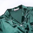 thumbnail image 4 of Women 2PCS Pajama Set  Solid Color Long Sleeve Button-Down Laple Collar Top Long Elastic Band Pants  Sleepwear Set, 4 of 8