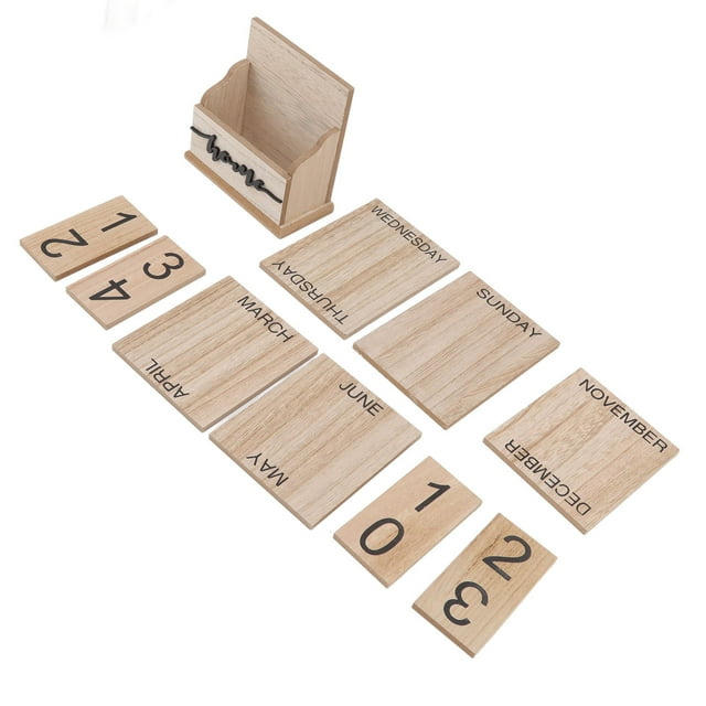 Calendario de madera de escritorio, Calendario de madera de escritorio con fecha perpetua de madera Calendario de escritorio de madera Valor inmejorable