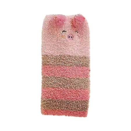 

Heiheiup Women s Animal Knee Length Coral Wool Thickened Warm Half Plush Home Stockings Girls Thigh High
