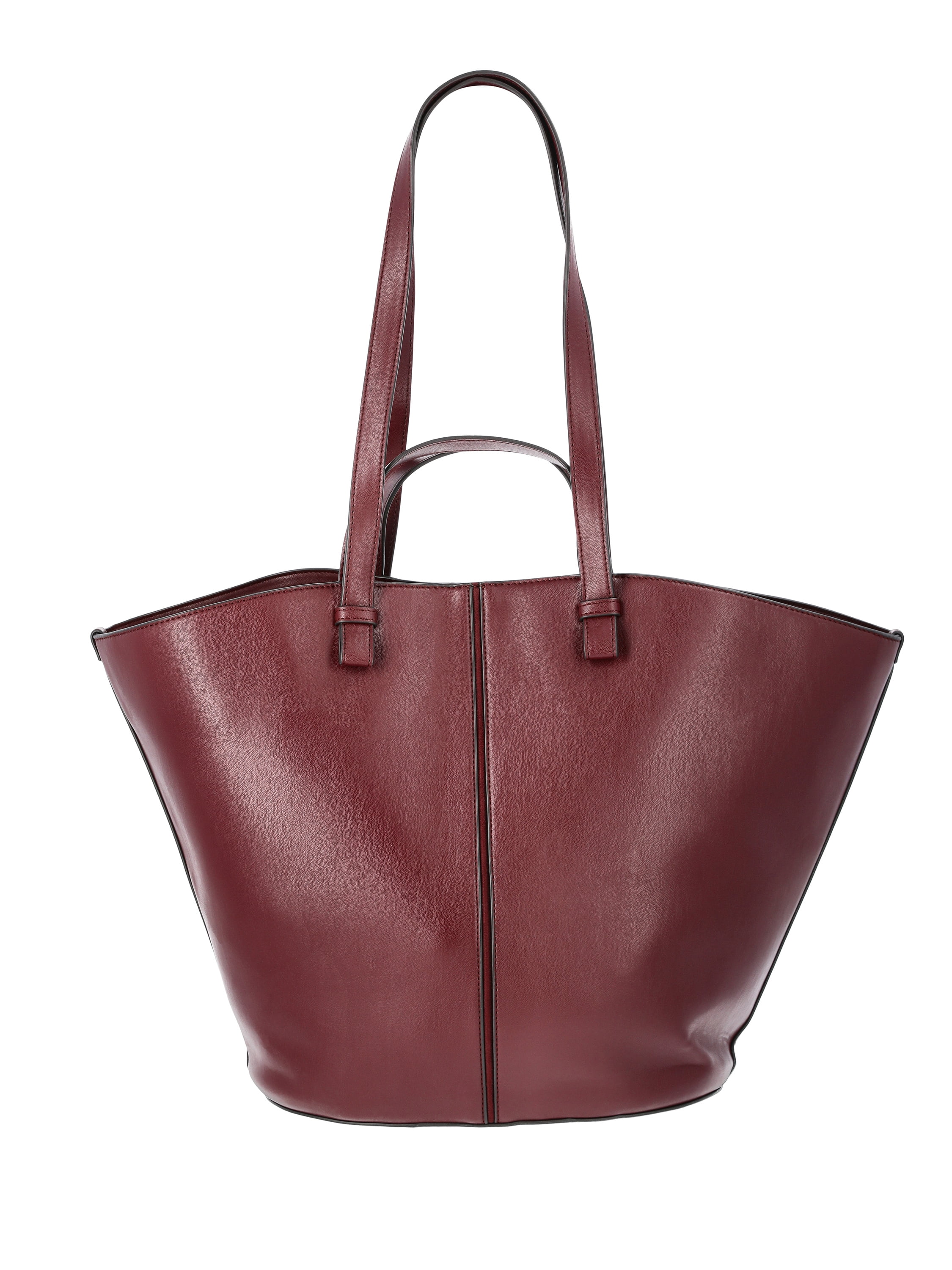 Time and Tru Women's Faux Leather Tulip Tote Handbag, Cognac