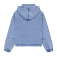 thumbnail image 3 of MexChoioe Hoodie Denim Jacket for Womens Drawstring Vintage Denim Fabric Hoodies Full Zip Long Sleeve Hooded Jean Coat with Pockets, 3 of 7