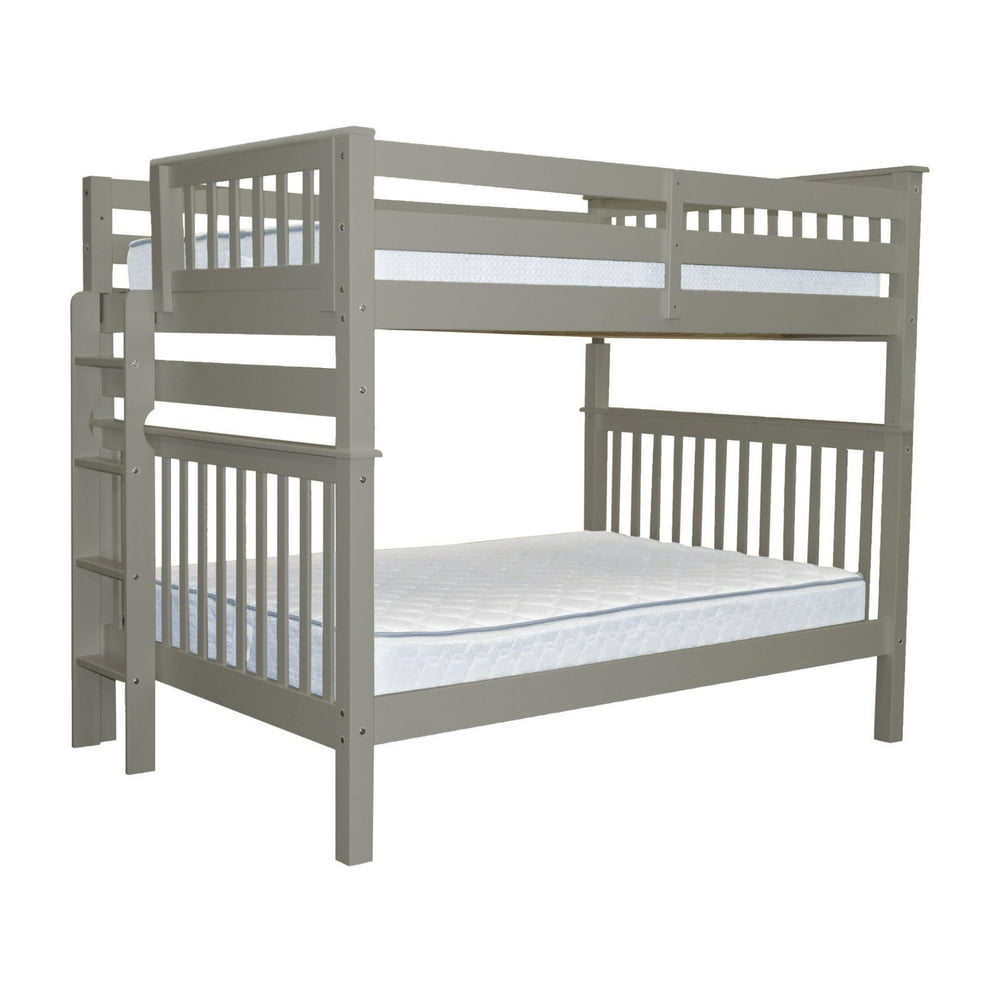 Bedz King Bunk Beds Full over Full Mission Style with End Ladder, Gray