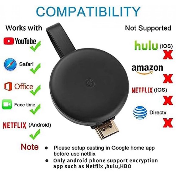 Wireless Display Receiver Converts 1080p Hdmi Wifi Media Streamer Adapter Support Chromecast Youtube Netflix Hulu Plus Airplay Dlna Tv Stick For Andro