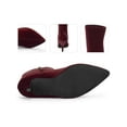 thumbnail image 2 of BLISSFUL STEP Faux Velvet Pointed Toe Stiletto Heels Over the Knee High Boots for Women Burgundy 11, 2 of 6