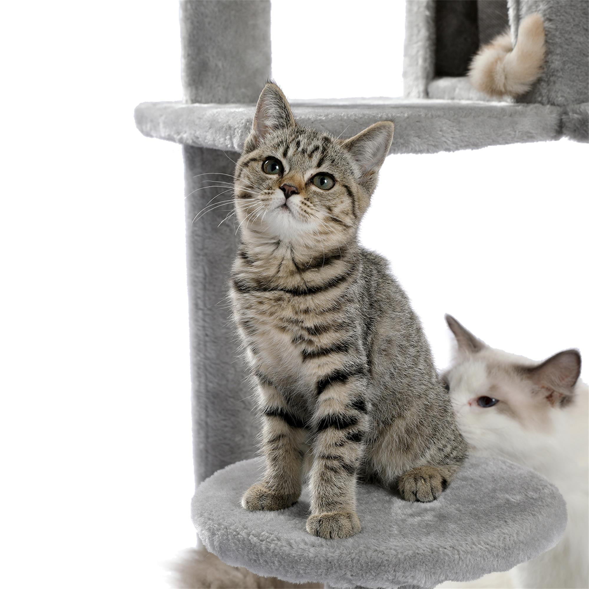Kadyn 56" Multi-Level Cat Tree Tower for Indoor Cats with Sisal Scratching Posts, Cozy Cat Condo, Large Hammock and Plush Perches Cat Tree House for Large Cats, Dark Gray