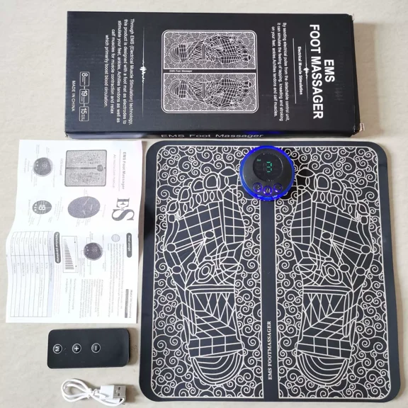 EMS Foot Massager Pad Portable Foldable Massage Mat Pulse Muscle Stimulation Improve Blood Circulation Relief Pain Relax Feet Gifts for Mom Dad