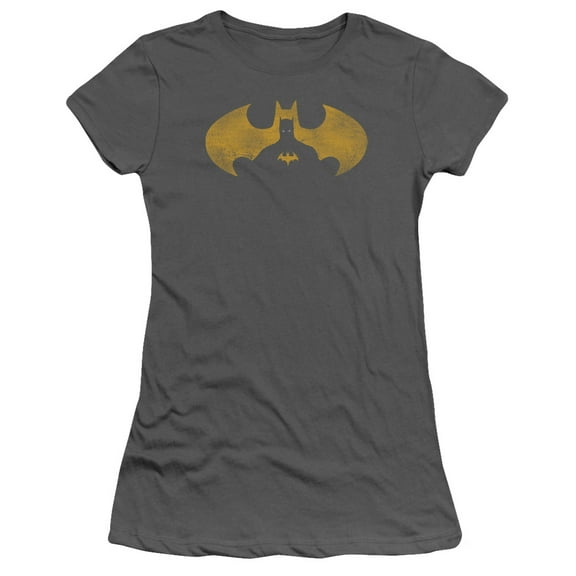 Batman Bat Symbol Knockout S/S Junior Women's T-Shirt Sheer-Charcoal