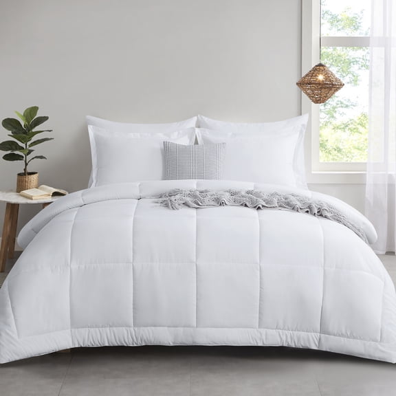 RUIKASI White Queen Size Comforter Set - Soft and Fluffy, Microfiber Bedding with 1 comforter and 2 Pillowcases