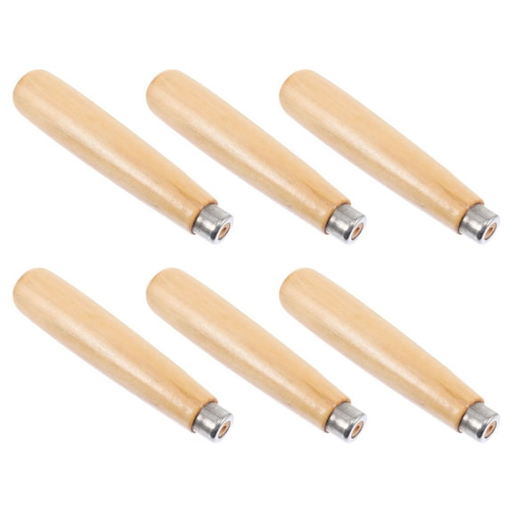 STOBOK Wood Tool Grip Handle Wooden File Handle Polishing 6Pcs