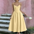 thumbnail image 7 of Women's 2025 Summer Spaghetti Strap Maxi Dress V Neck Solid Color A Line Beach Long Dress Slim Fit Sundress, 7 of 7