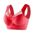 thumbnail image 3 of Seamless Bras for Older Women Wireless Supportive Bra Comfortable No Underwire Full Coverage Push Up Bra Plus Size Red X-Large, 3 of 5