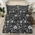 thumbnail image 2 of Homewish Vintage Flowers Leaves 4 Pieces Queen Sheet Sets For Boys Girls,Floral Blossoms Ultra Soft Flat Sheet,Exotic Style Queen Fitted Sheet,Luxury Bedroom Decor, 2 of 7