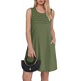 thumbnail image 4 of OSOLU Solid Color Women Pleated Front Tank Dresses Fashion Casual Sleeveless Pockets Dress Soft Sundress Vacation 2025 Elegant Classy Dresses, 4 of 6