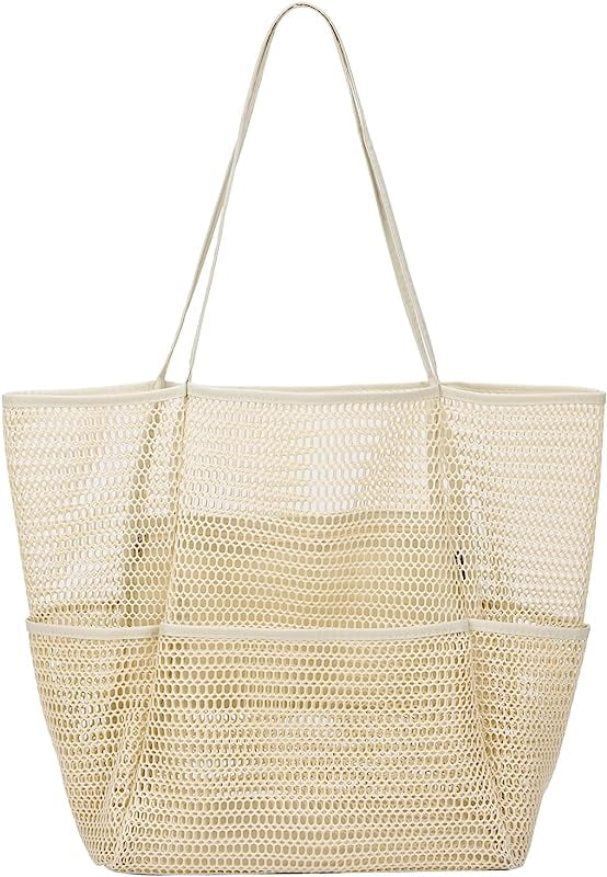Mesh Beach Tote Large Bag 2023 Upgrade for Women with Multiple Pockets