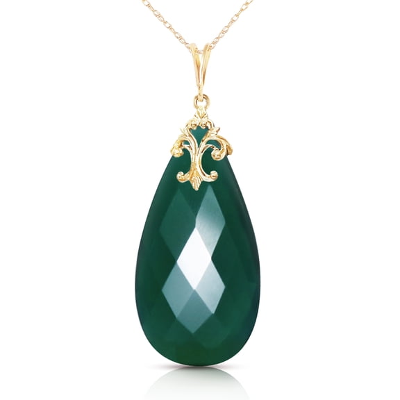 Galaxy Gold GG 14K Yellow Gold Deep Green Chalcedony Briolette Necklace - Abundance & Joy - 16" to 24" - Fine Jewelry for Women