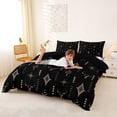 thumbnail image 3 of meiyoeat Rustic Bull Skull Duvet Cover Queen For Boys,Vintage Western Aztec Geometric Pattern Queen Bedding For Men,Black Reversible,3 Pieces(No Comforter), 3 of 6