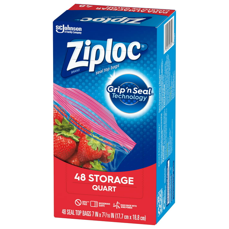 Ziploc® Brand Storage Quart Bags, Plastic Storage Bags for Food