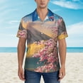 thumbnail image 4 of Balery Cherry Blossoms Print Men's Hawaiian Shirts Short Sleeve Beach Shirt Relaxed Fit Vacation Button Down Shirts-Large, 4 of 9