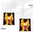 thumbnail image 3 of DouZhe Reusable Grocery Bags, Burning Fire Flame Man Lightweight Polyester Canvas Cloth Tote Bag for Travle Gym Shopping School, 15" x 16", 3 of 7