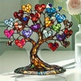 thumbnail image 2 of Chagetd Heart Tree Ornament Desktop 2D Flat Acrylic Decoration Multi-Color Love Hearts Tree with Base for Home Table Decor Valentine's Day Gift, 2 of 8