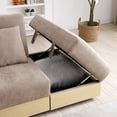thumbnail image 5 of Convertible Sleeper Sofa Couch with Drop Down Table with 2Cup Holders, Multifunctional Double Folding Sofa Bed with Storage Ottoman and Sofa arm with box and drawer for Living room, Apartment, Brown, 5 of 9