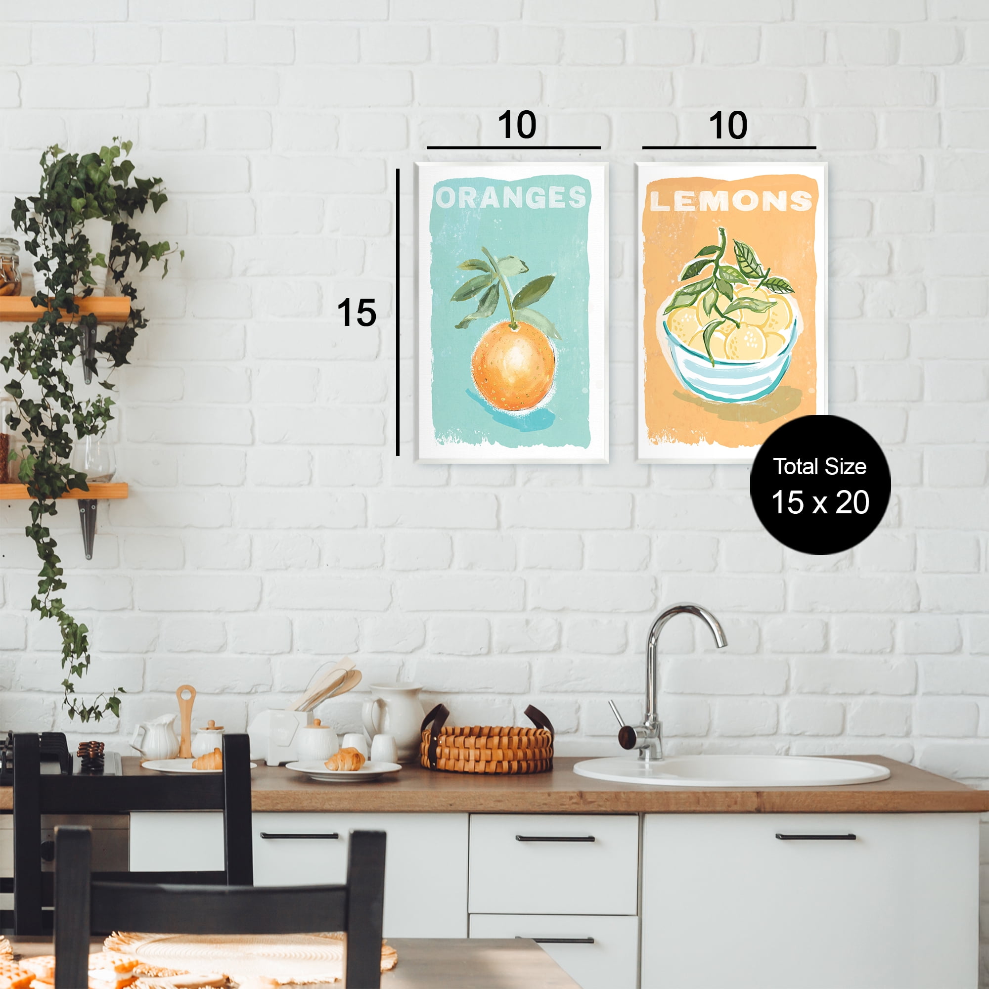 Stupell Industries Citrus Twist Motif 2 Piece Wall Plaque Art Set, design by Chad Barrett