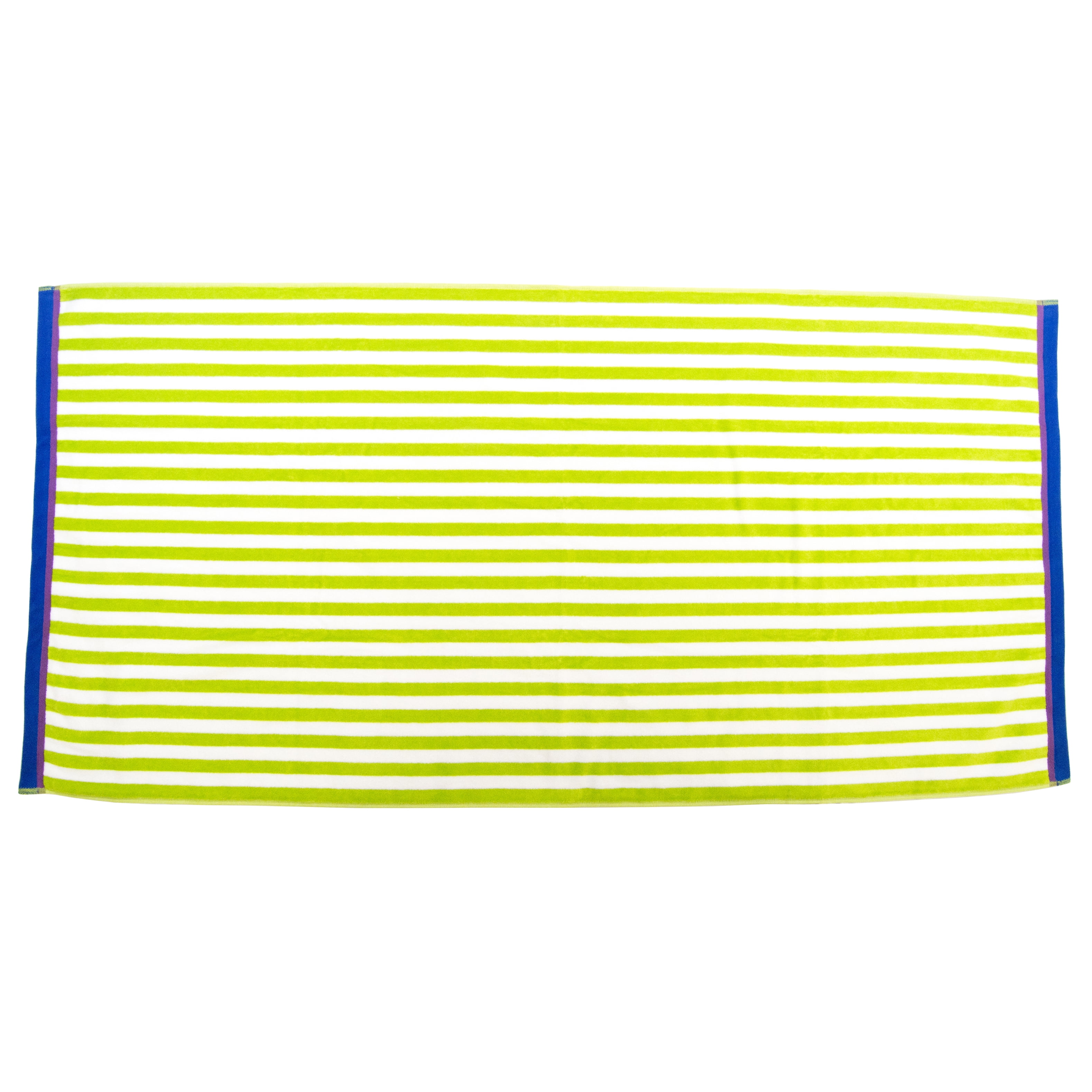 Luxurious Lime Green Thin Cabana Stripe Towel (100 Cotton, 30" x 60