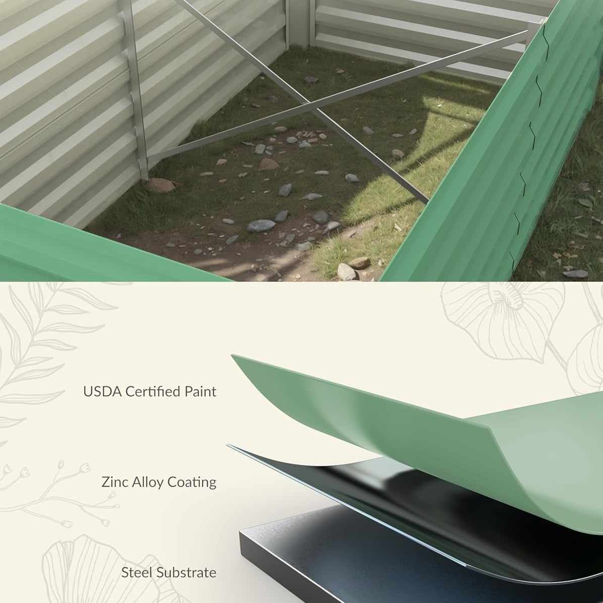 WildBreak Steel Raised Garden Bed, Square Shape, 8 x 4 x 2 feet, 2 Pack, Green