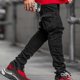 thumbnail image 3 of Men Cargo Combat Denim Pants Skinny Jeans Casual Trousers Jeggings, 3 of 5