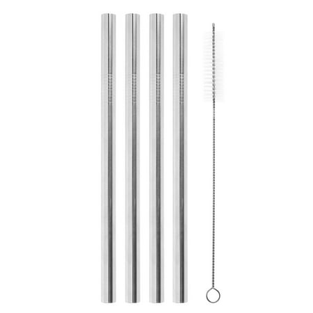 

AMNHDO Reusable Bar Stainless Steel Straight Drinking Straws+Cleaning Brush Set (B