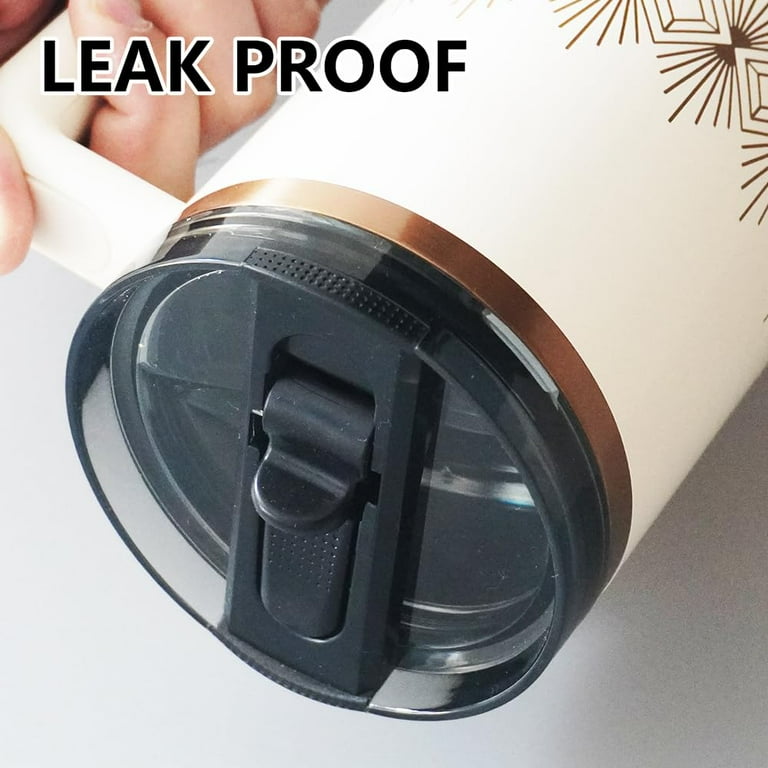 Leakproof Flip Straw Lid 40 oz, Replacement for Quencher H2.0 ProTour Tumbler, Removable Spout, , Black