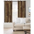 thumbnail image 2 of Brown Wooden Grain Blackout Curtains for Bedroom Living Room Darkening Curtains 90 Inch Farmhouse Vintage Stitching Art Black Out Window Curtain Privacy Window Treatment Grommet Drapes 52"x90"x2, 2 of 9