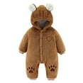 thumbnail image 3 of Letdown Baby Sherpa Outfit Girls Boys Winter Clothes Hooded Romper Snowsuit Clothes Button Down Bunting Suit with Elastic (Khaki,12-18 Months), 3 of 5