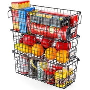 Smartor Stackable Wire Baskets for Food/Snacks Set of 3, 16 x 6.5 x 6 inch