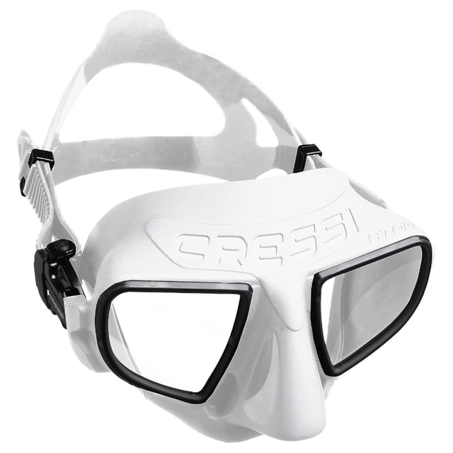 Visor Máscara Adulto CRESSI Atom Blanco Dos Lentes Transparentes Bajo Volumen